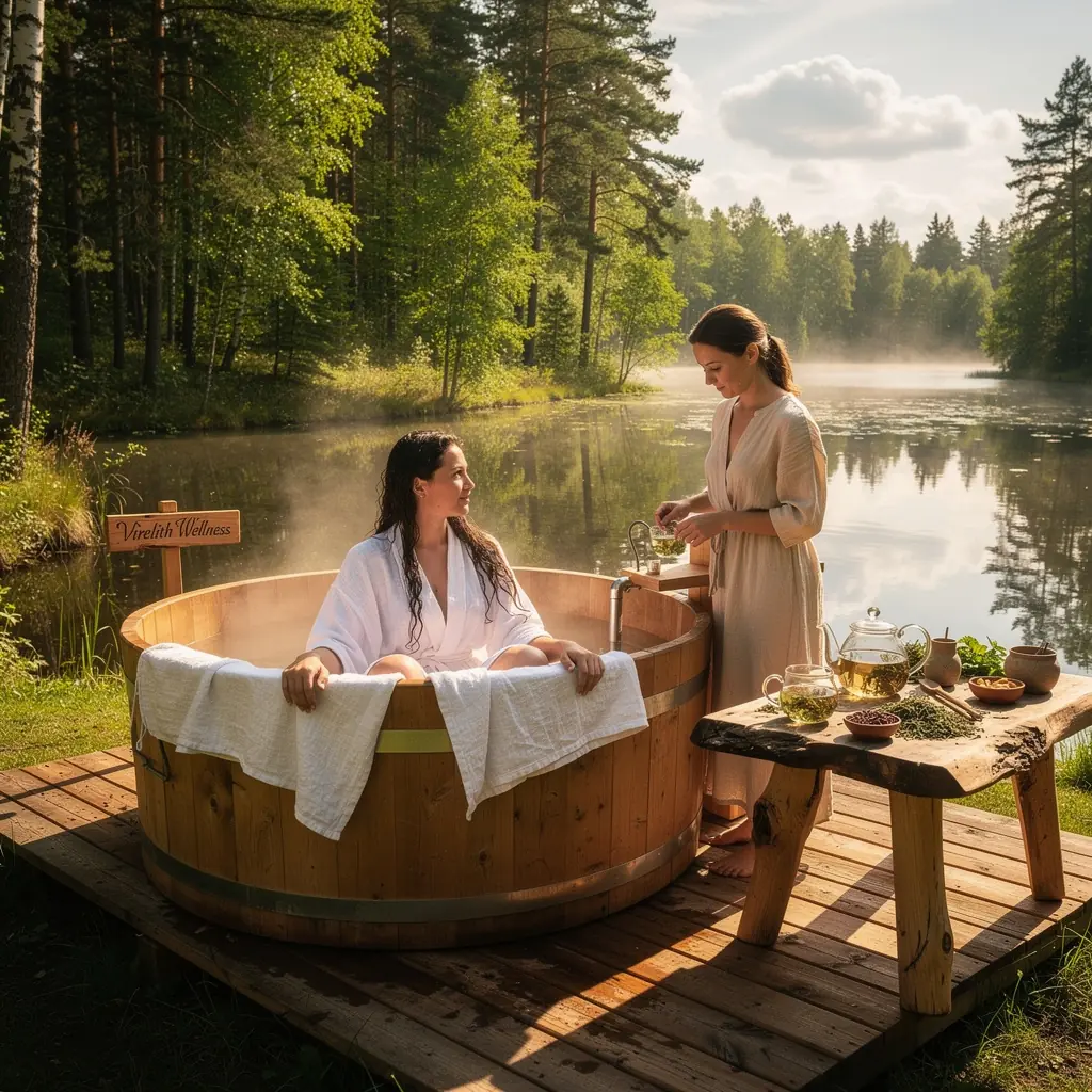 Gamtos grožis aplink baseiną, skatinantis atgaivą